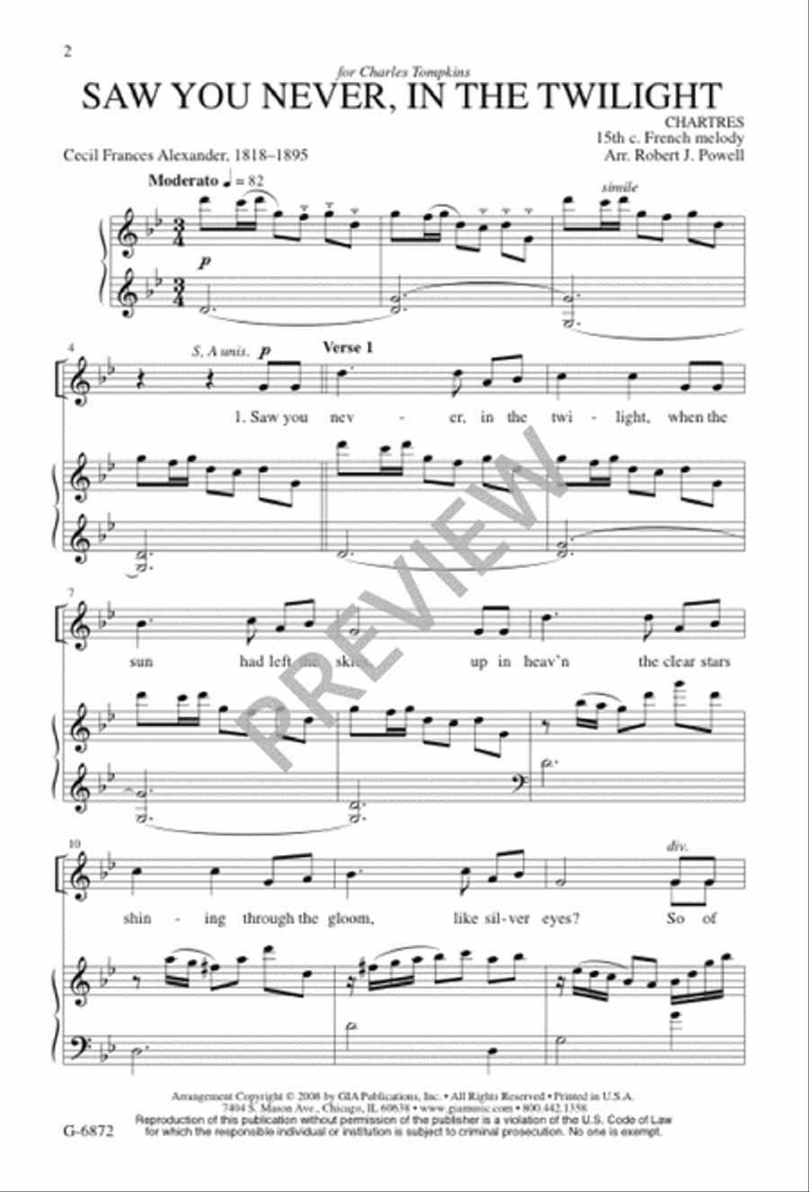 Saw You Never, in the Twilight 4-Part scores gallery preview page 2