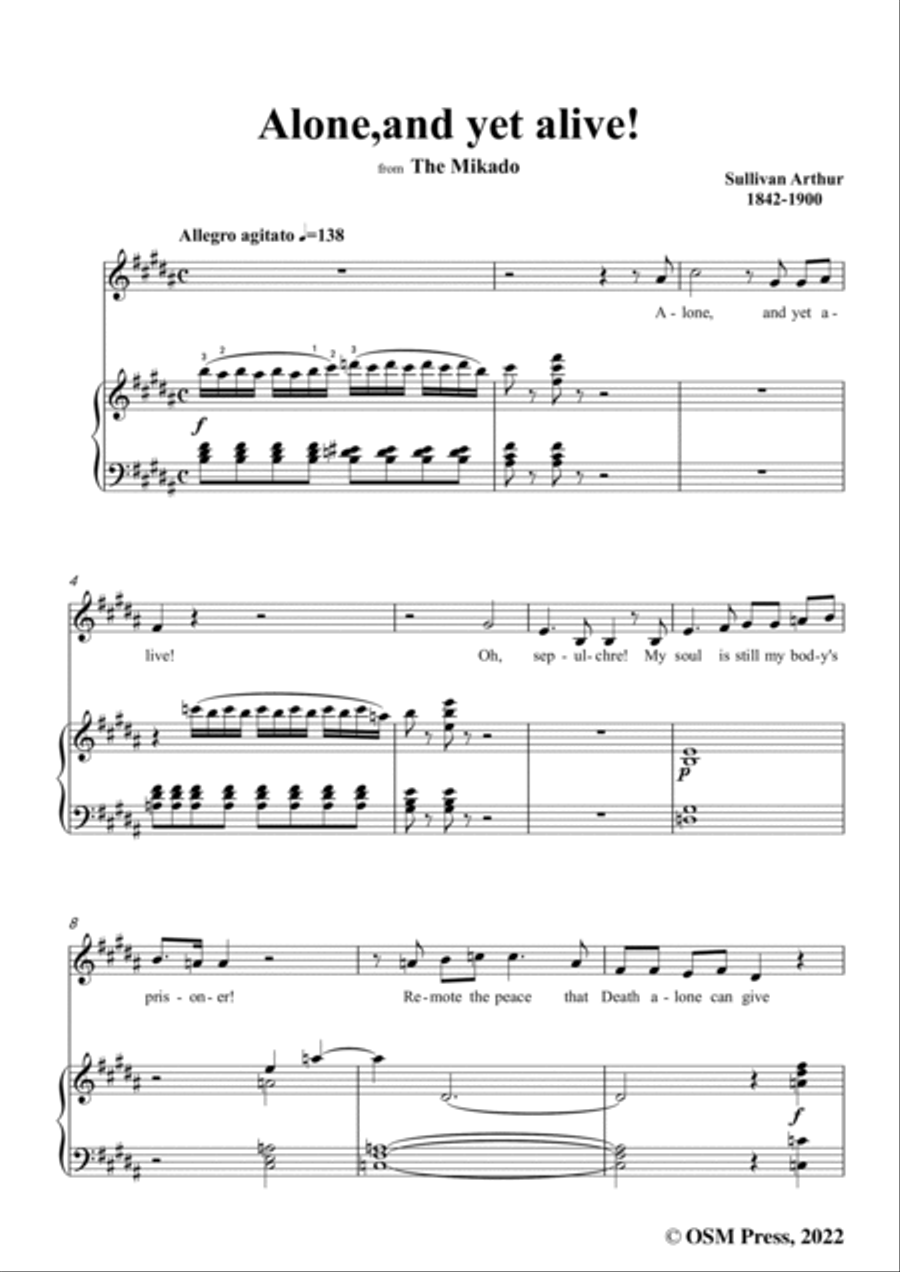 Sullivan-Alone,and yet alive!from The Mikado,in B Major,for Voice and Piano Voice Solo scores gallery preview page 3