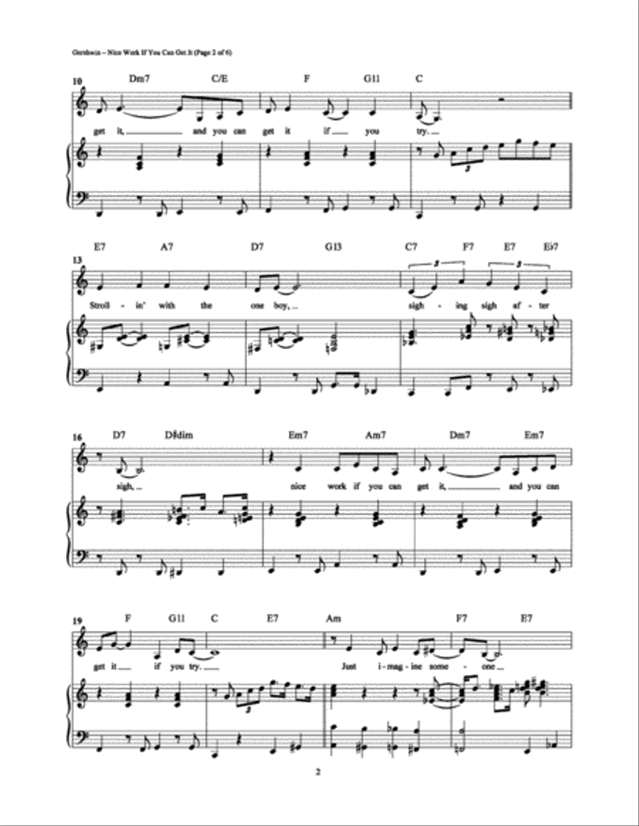 Nice Work If You Can Get It Piano, Vocal, Guitar scores gallery preview page 2