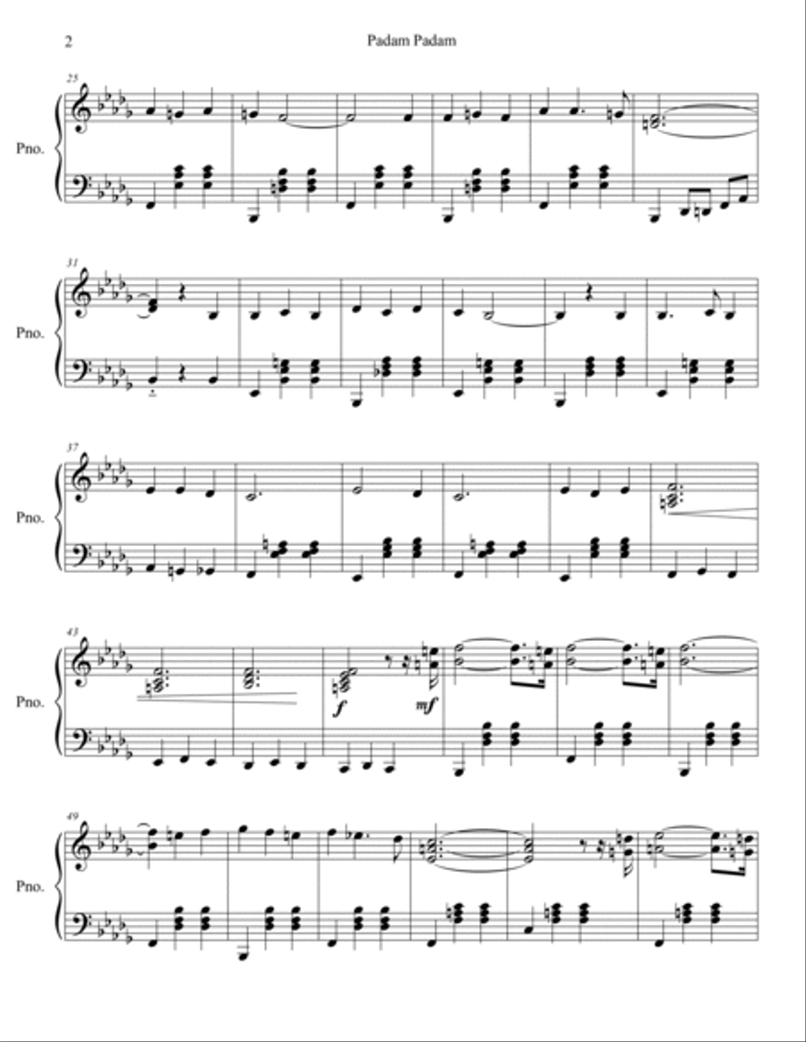 Padam Padam Piano Solo scores gallery preview page 3