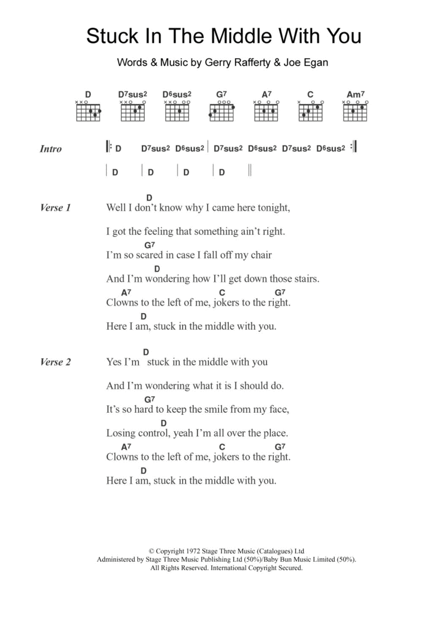 Stuck In The Middle With You Guitar scores gallery preview page 1