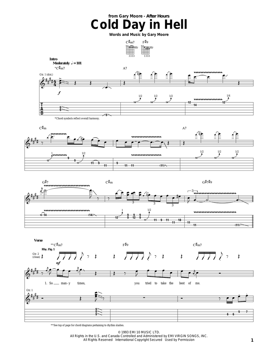 Cold Day In Hell Cold Day In Hell Acoustic Guitar scores gallery preview page 1