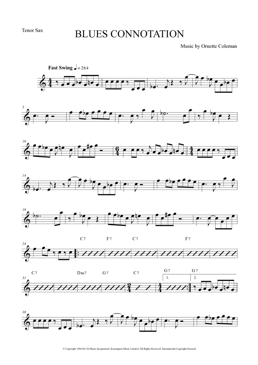 Blues Connotation Tenor Saxophone scores gallery preview page 1