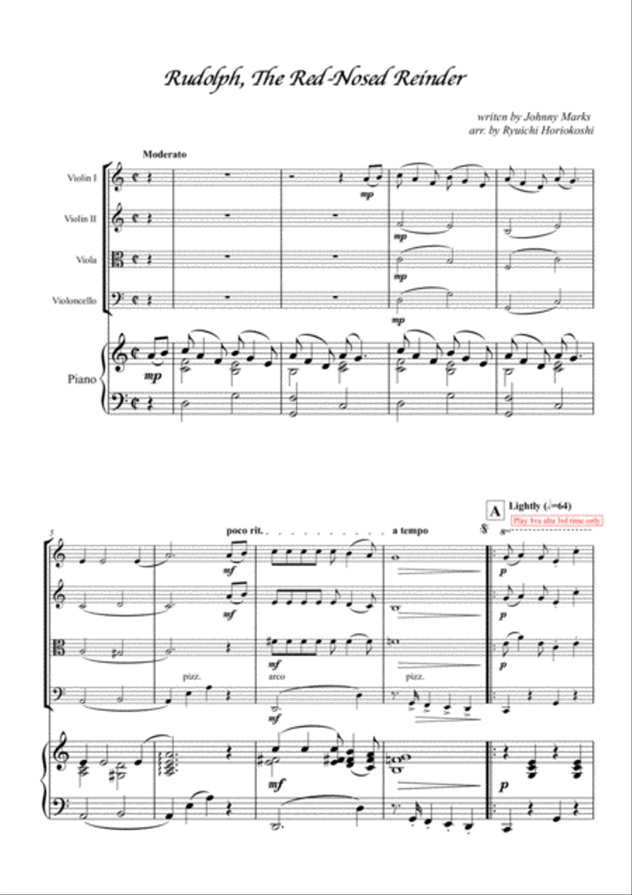 Rudolph The Red-nosed Reindeer Rudolph The Red-nosed Reindeer Piano Quintet scores gallery preview page 3