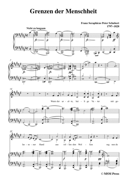 Schubert-Grenzen der Menschheit,in F sharp Major,for Voice&Piano image number null