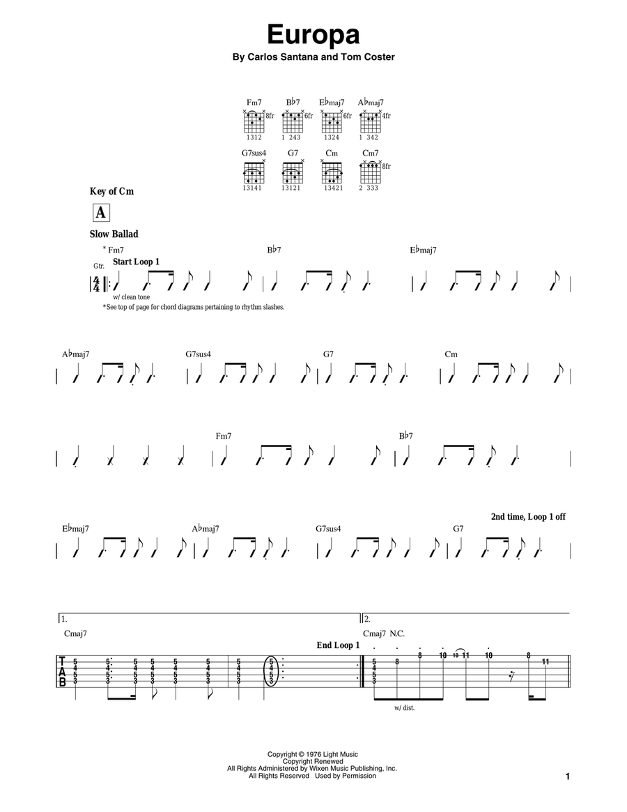 Europa Acoustic Guitar scores gallery preview page 1