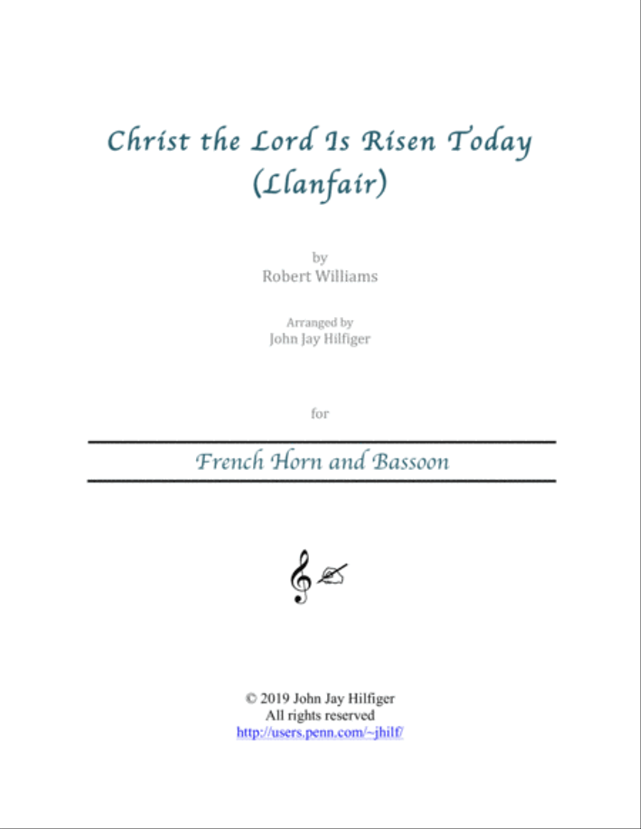 Christ the Lord Is Risen Today for French Horn and Bassoon Woodwind Duet scores gallery preview page 1