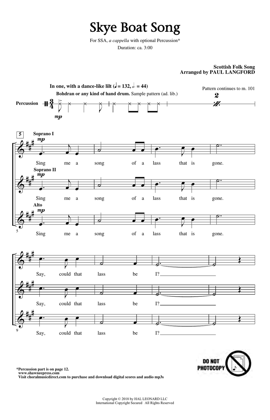 Skye Boat Song SSA scores gallery preview page 1