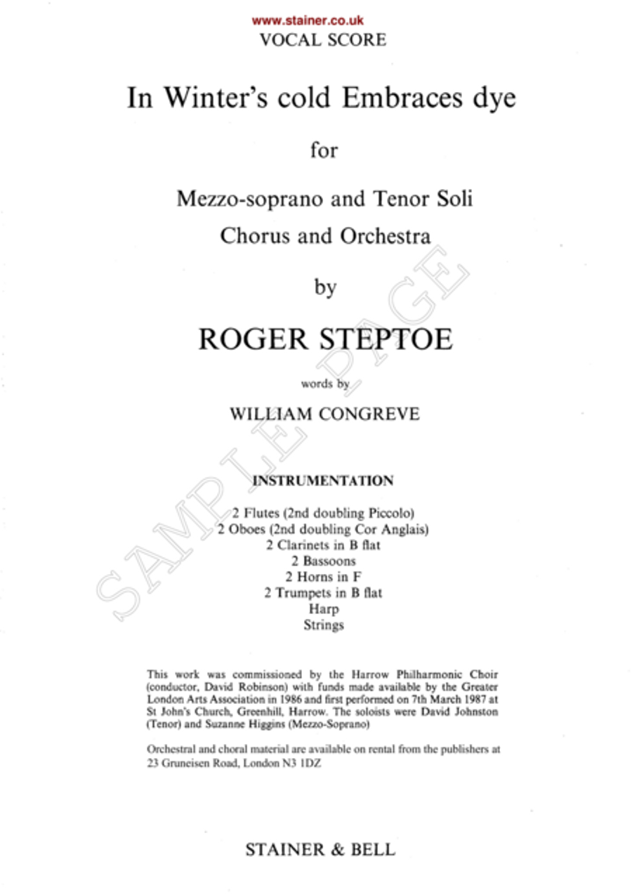 In Winter's Cold Embraces Dye. Vocal Score 4-Part scores gallery preview page 2