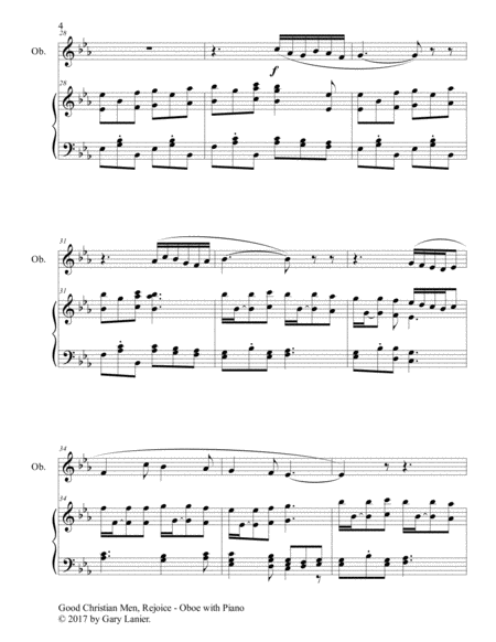 GOOD CHRISTIAN MEN, REJOICE (Oboe with Piano & Score/Part) image number null