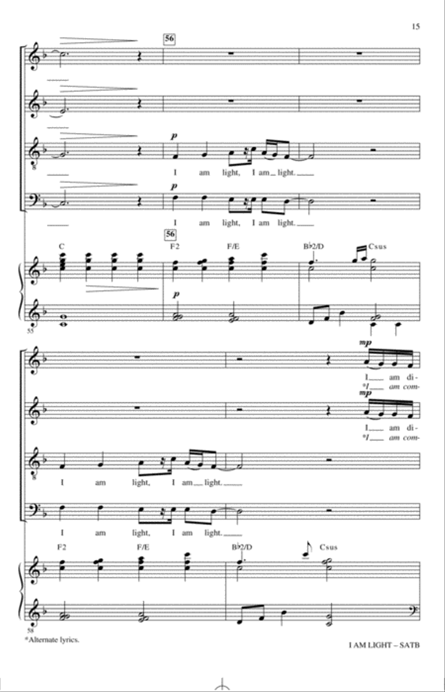 I Am Light (arr. Mark Hayes and Kimberly Lilley) 4-Part scores gallery preview page 14