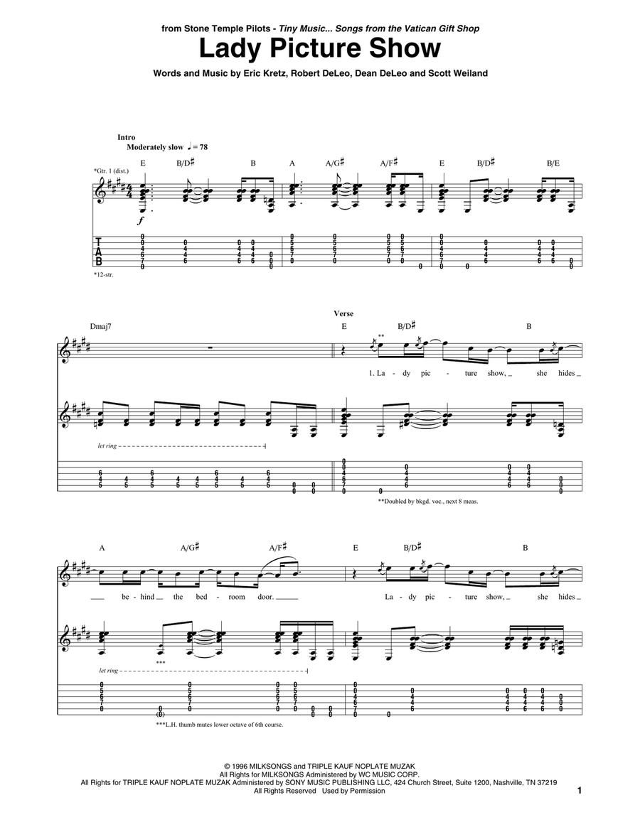 Lady Picture Show Guitar Tablature scores gallery preview page 1