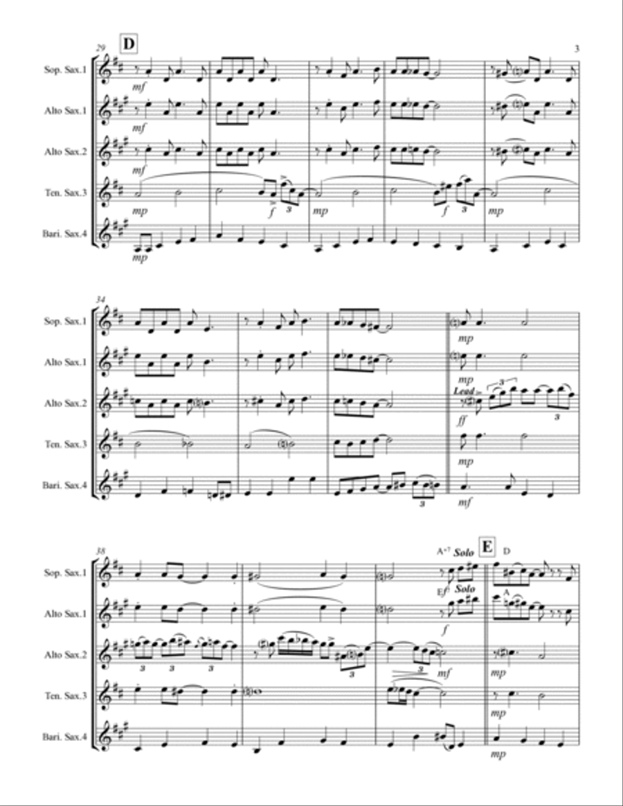 Sentimental Journey Saxophone Quartet scores gallery preview page 4