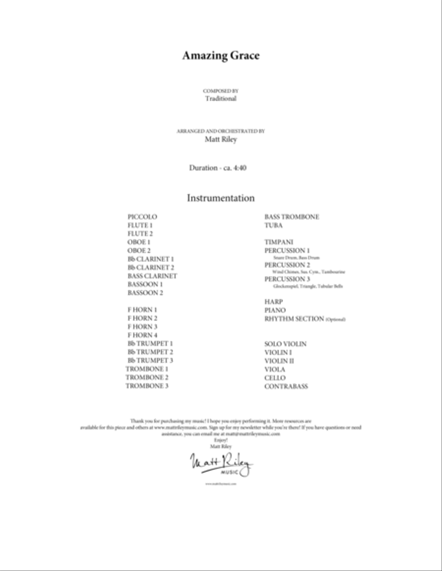 Amazing Grace - Violin & Orchestra Full Orchestra scores gallery preview page 3