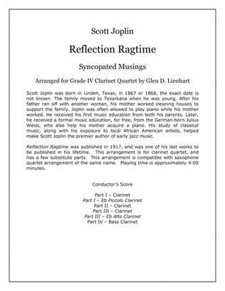 Book cover for Reflection Ragtime (Clarinets)