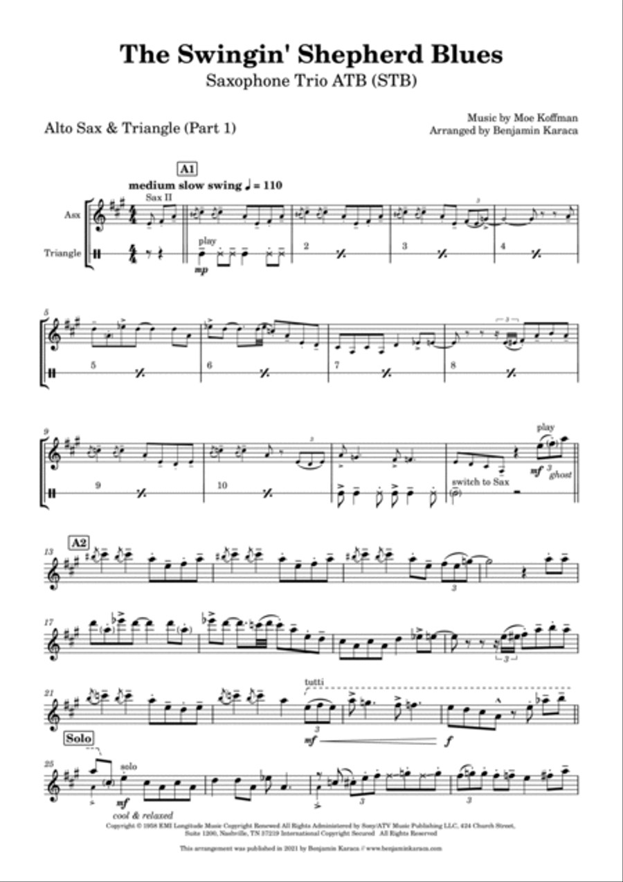 The Swingin' Shepherd Blues Woodwind Trio scores gallery preview page 5