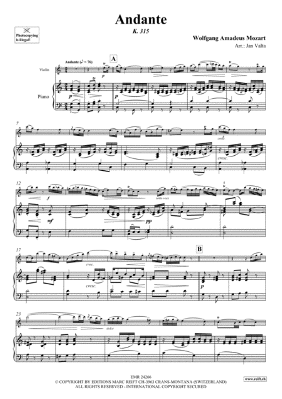 Andante Violin Solo scores gallery preview page 4
