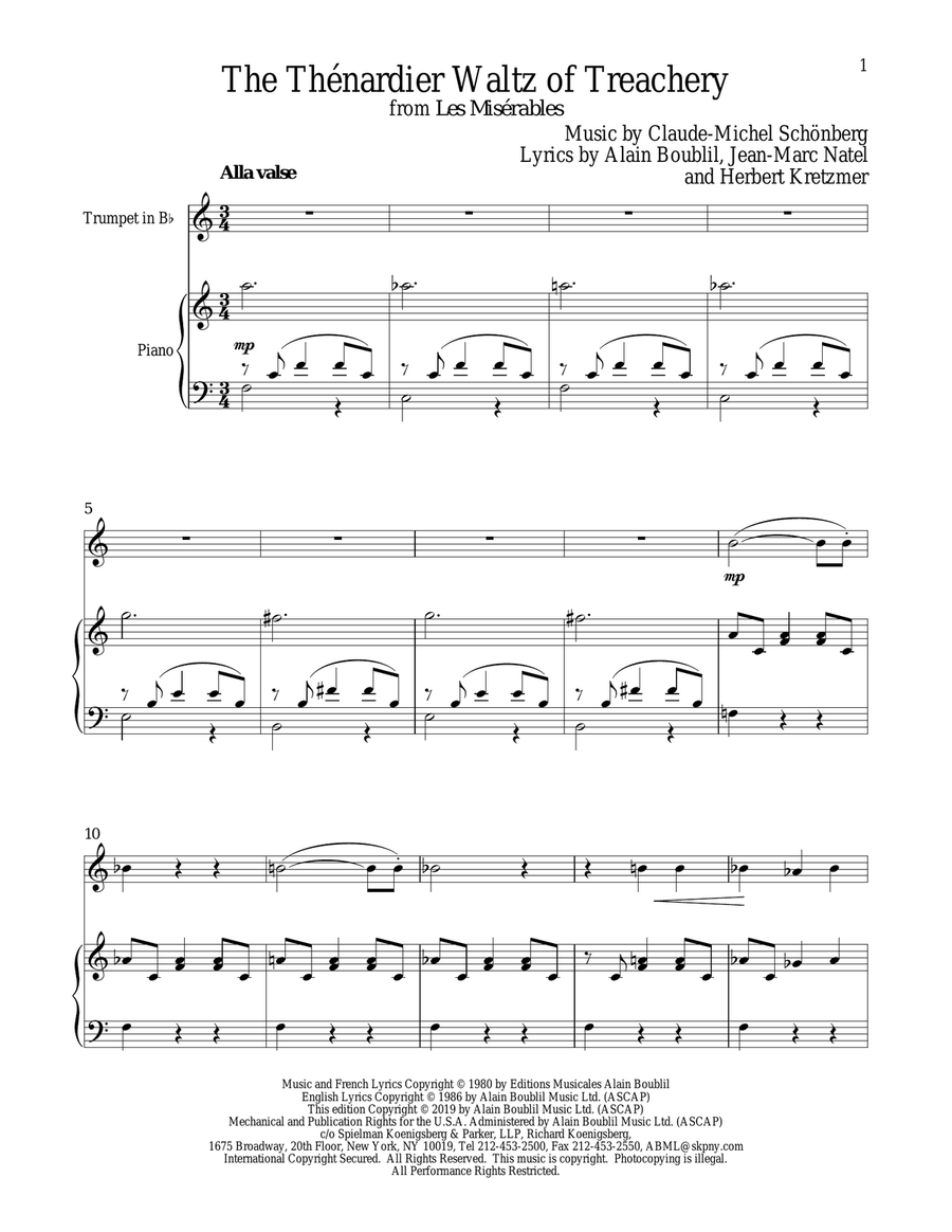 The Thénardier Waltz Of Treachery (from Les Miserables) Trumpet Solo scores gallery preview page 1