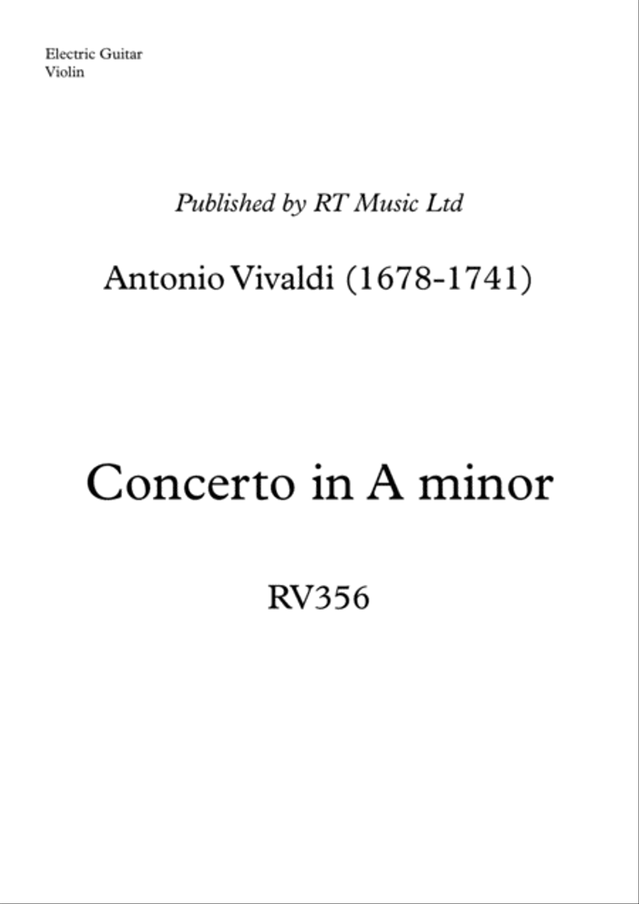 Vivaldi Concerto in A minor RV356 - Electric guitar solo part Electric Guitar scores gallery preview page 1