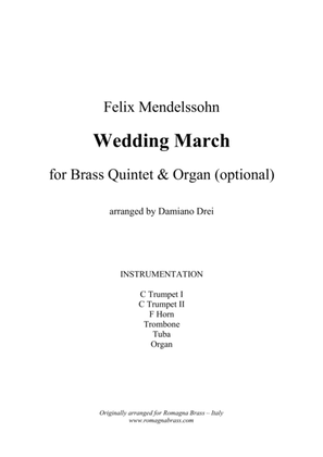 Mendelssohn Wedding March, for Brass Quintet & Optional Organ