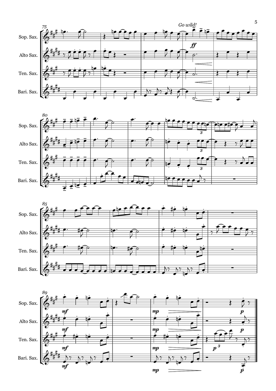 Seaside Rendezvous Saxophone Quartet scores gallery preview page 5