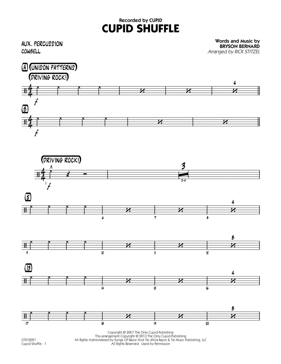 Cupid Shuffle - Aux Percussion Jazz Ensemble scores gallery preview page 1