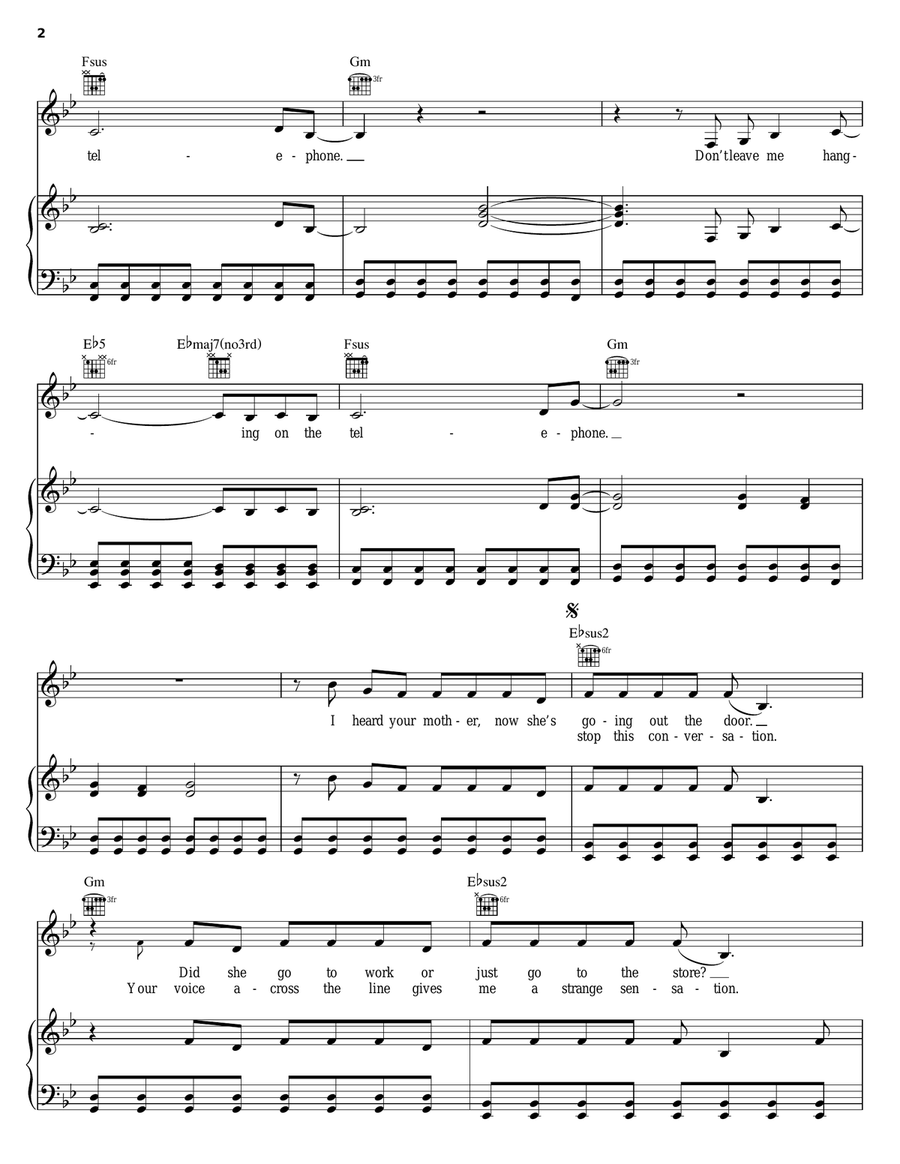 Hanging On The Telephone Hanging On The Telephone Piano, Vocal, Guitar scores gallery preview page 2