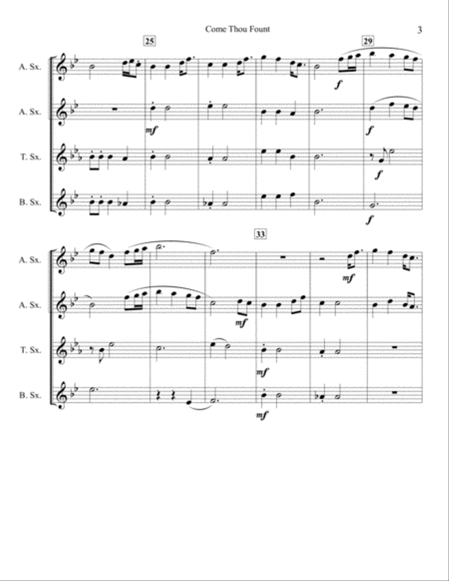 Come Thou Fount of Every Blessing (Sax Quartet) Saxophone Quartet scores gallery preview page 6