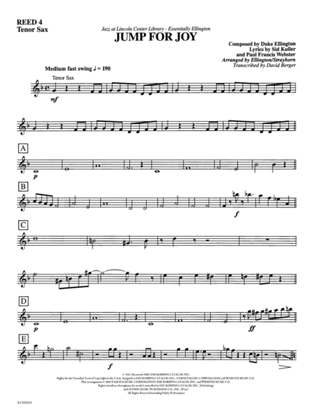 Jump for Joy: B-flat Tenor Saxophone