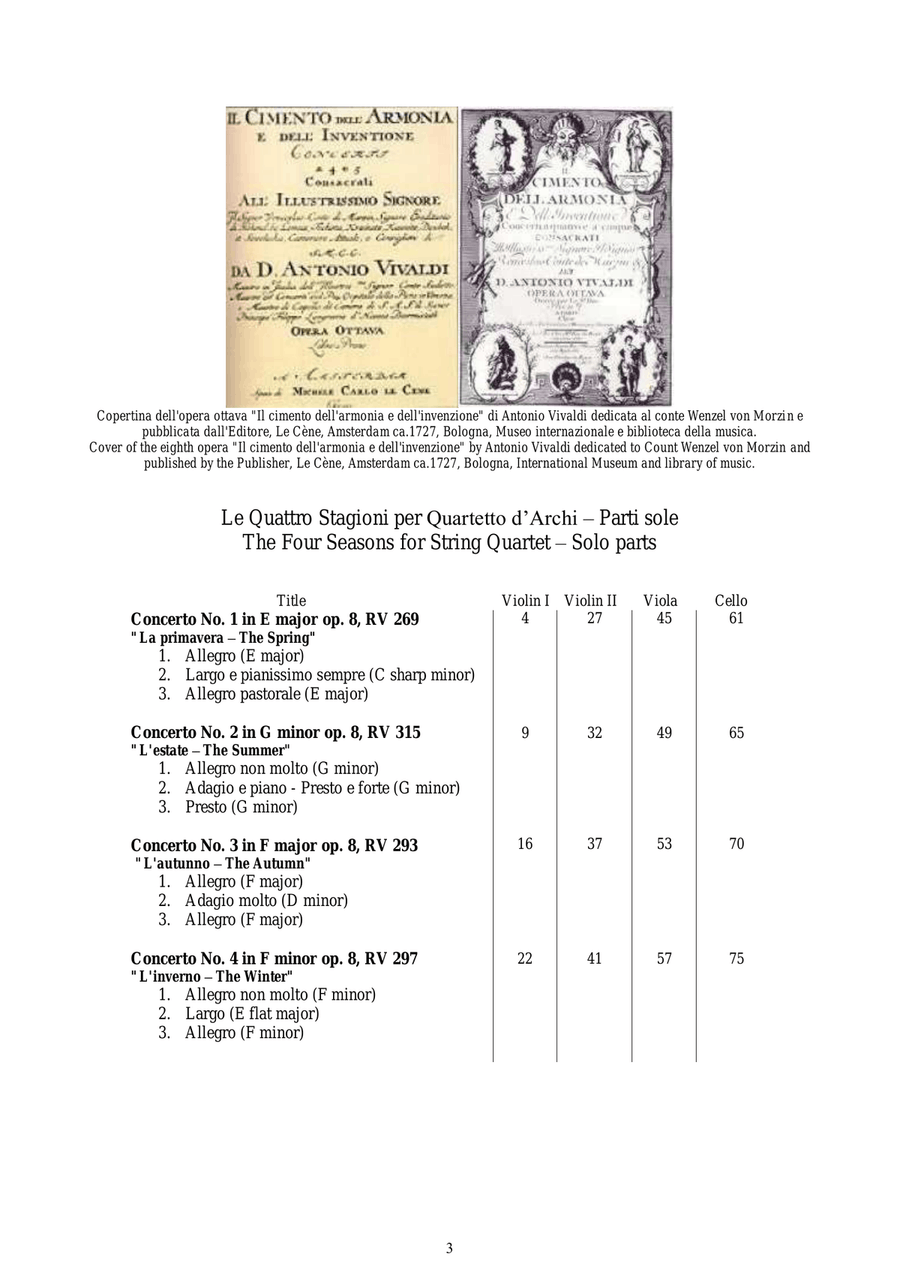 Vivaldi - The Four Seasons for String Quartet String Quartet scores gallery preview page 3