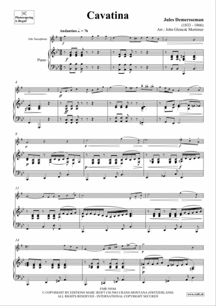 Cavatina Alto Saxophone scores gallery preview page 4