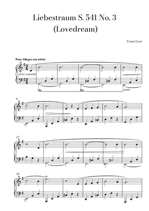 Liebestraum (Lovedream) Easy Piano in G major