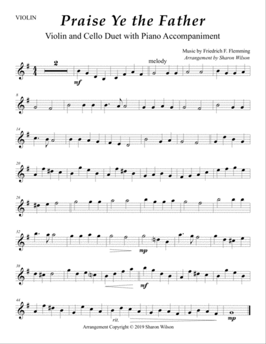 Praise Ye the Father (Violin and Cello Duet with Piano Accompaniment) Piano Trio scores gallery preview page 2