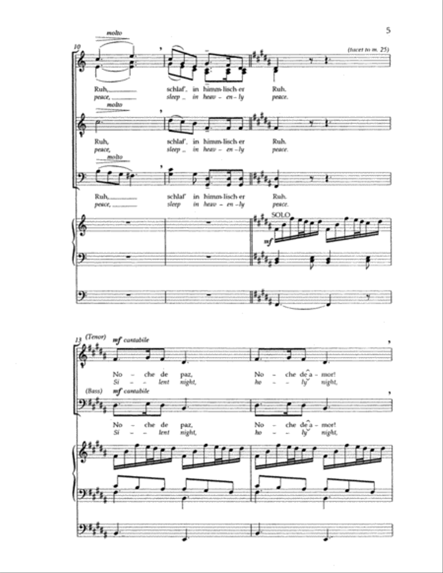 Silent Night (Stille Nacht/Noche de Paz) 4-Part scores gallery preview page 4