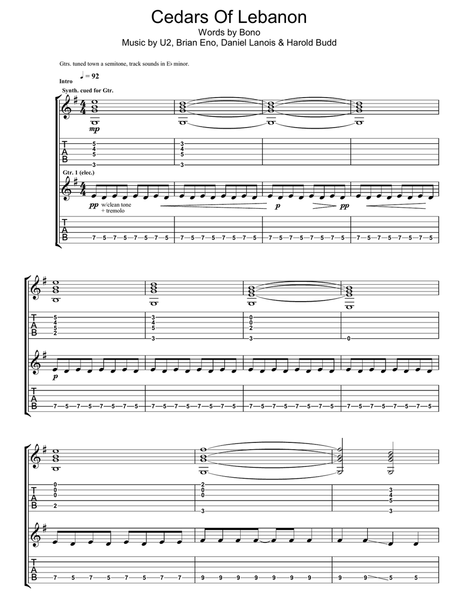 Cedars Of Lebanon Guitar Tablature scores gallery preview page 1