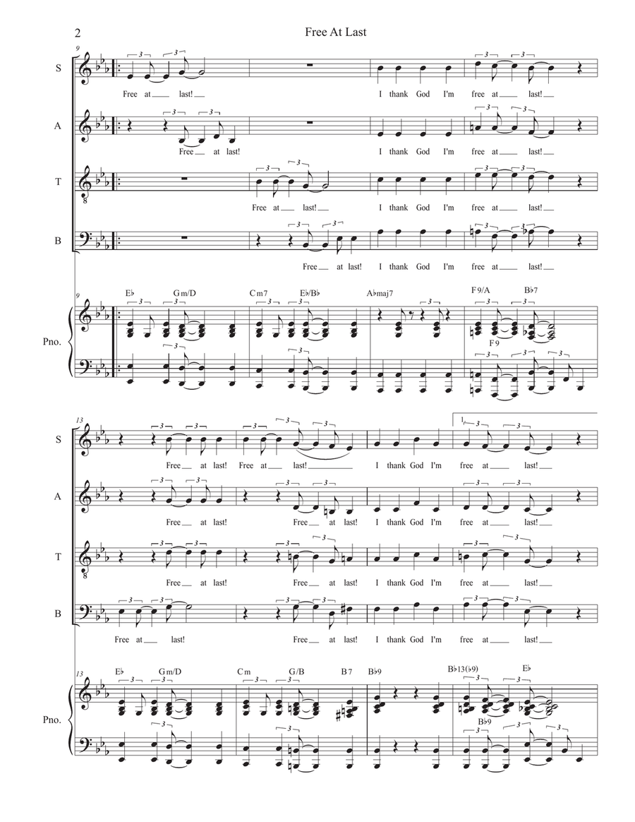 Free At Last (SATB) 4-Part scores gallery preview page 2