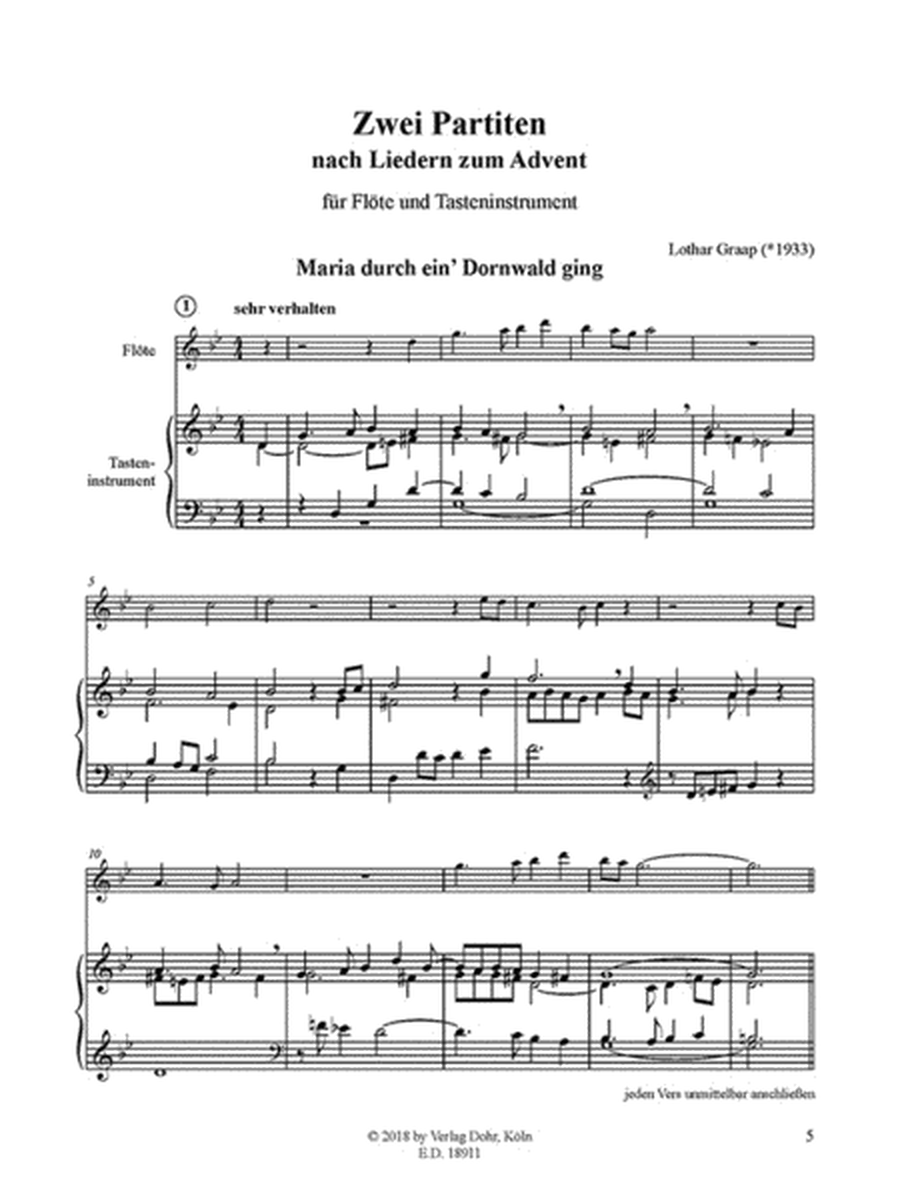 Zwei Partiten nach Liedern zum Advent für Flöte und Tasteninstrument