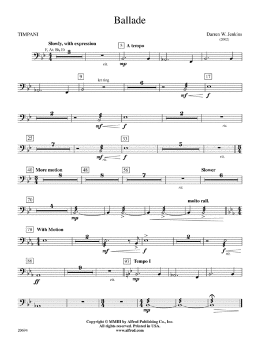 Ballade: Timpani Concert Band scores gallery preview page 1