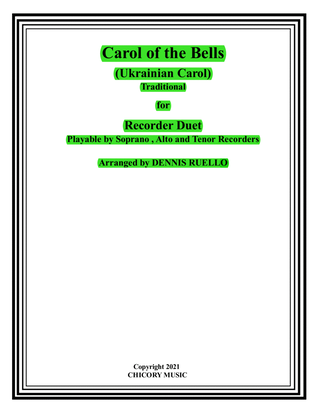 Carol of the Bells (Ukrainian Carol) - Recorder Duet - Intermediate