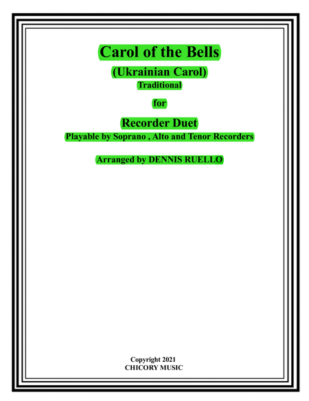 Carol of the Bells (Ukrainian Carol) - Recorder Duet - Intermediate image number null