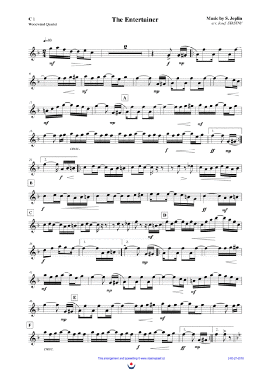 The Entertainer Woodwind Quartet scores gallery preview page 4
