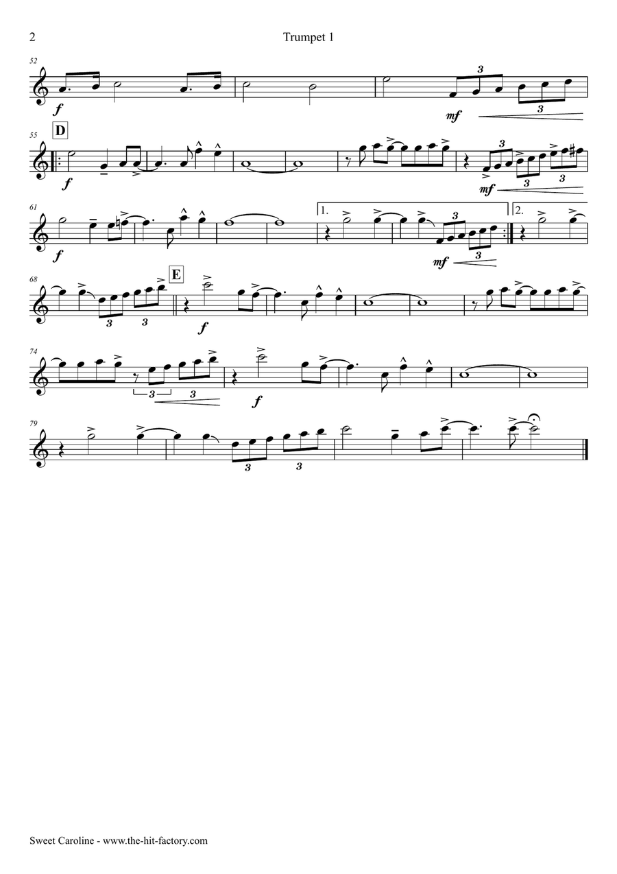 Sweet Caroline Brass Ensemble scores gallery preview page 6