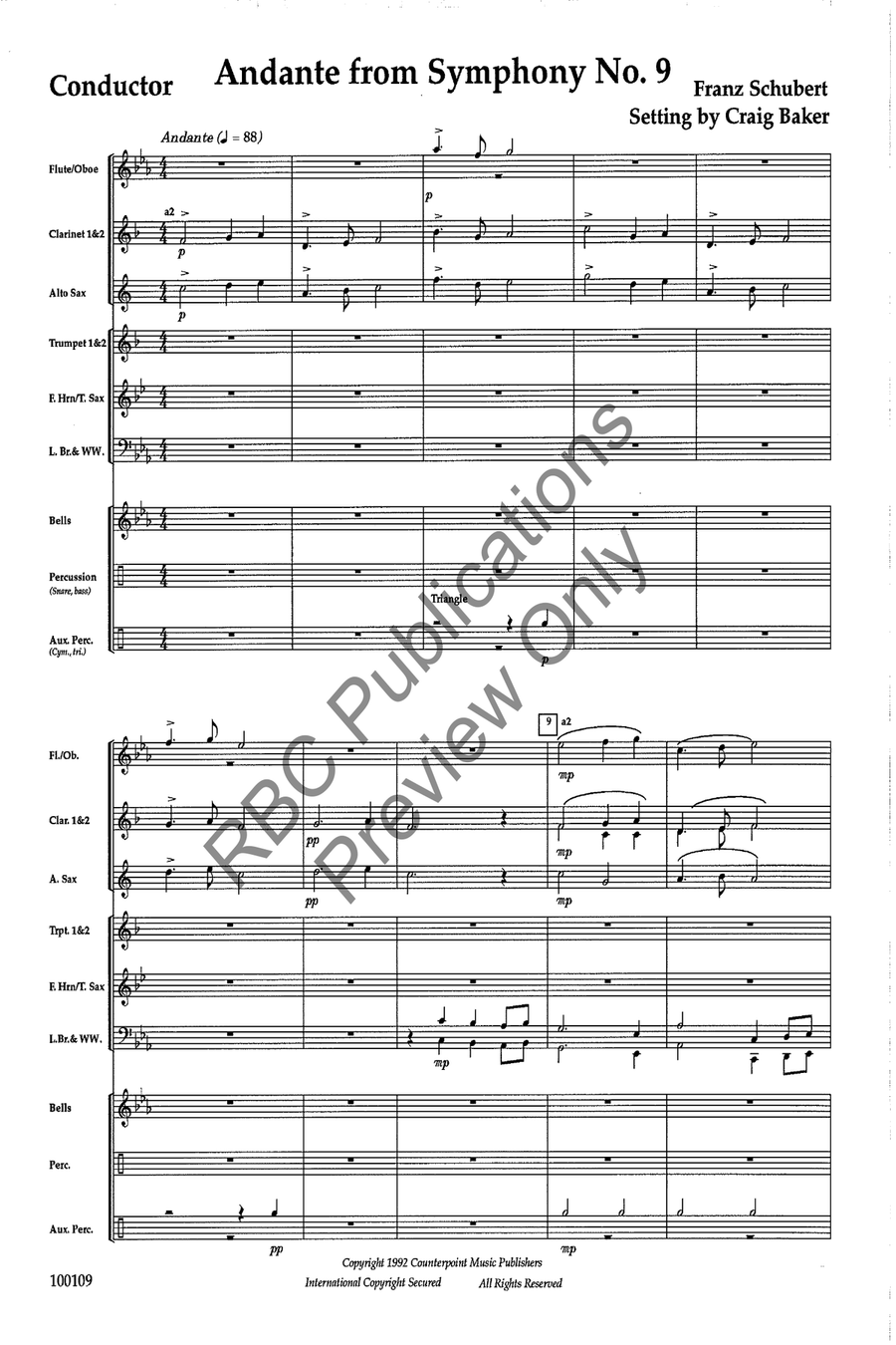 Andante From Symphony #9 Andante From Symphony #9 Concert Band scores gallery preview page 3