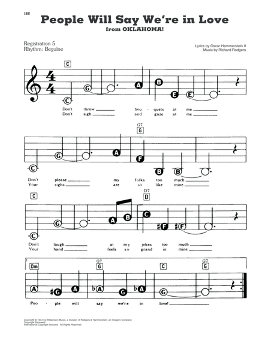 People Will Say We're In Love (from Oklahoma) Electronic Keyboard scores gallery preview page 1