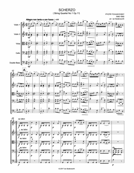 TCHAIKOVSKY Scherzo (String Quartet No.1) for string orchestra image number null
