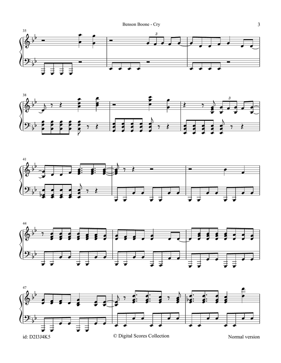 Cry Piano Solo scores gallery preview page 3