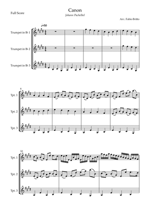 Canon - Johann Pachelbel (Wedding/Reduced Version) for Trumpet in Bb Trio