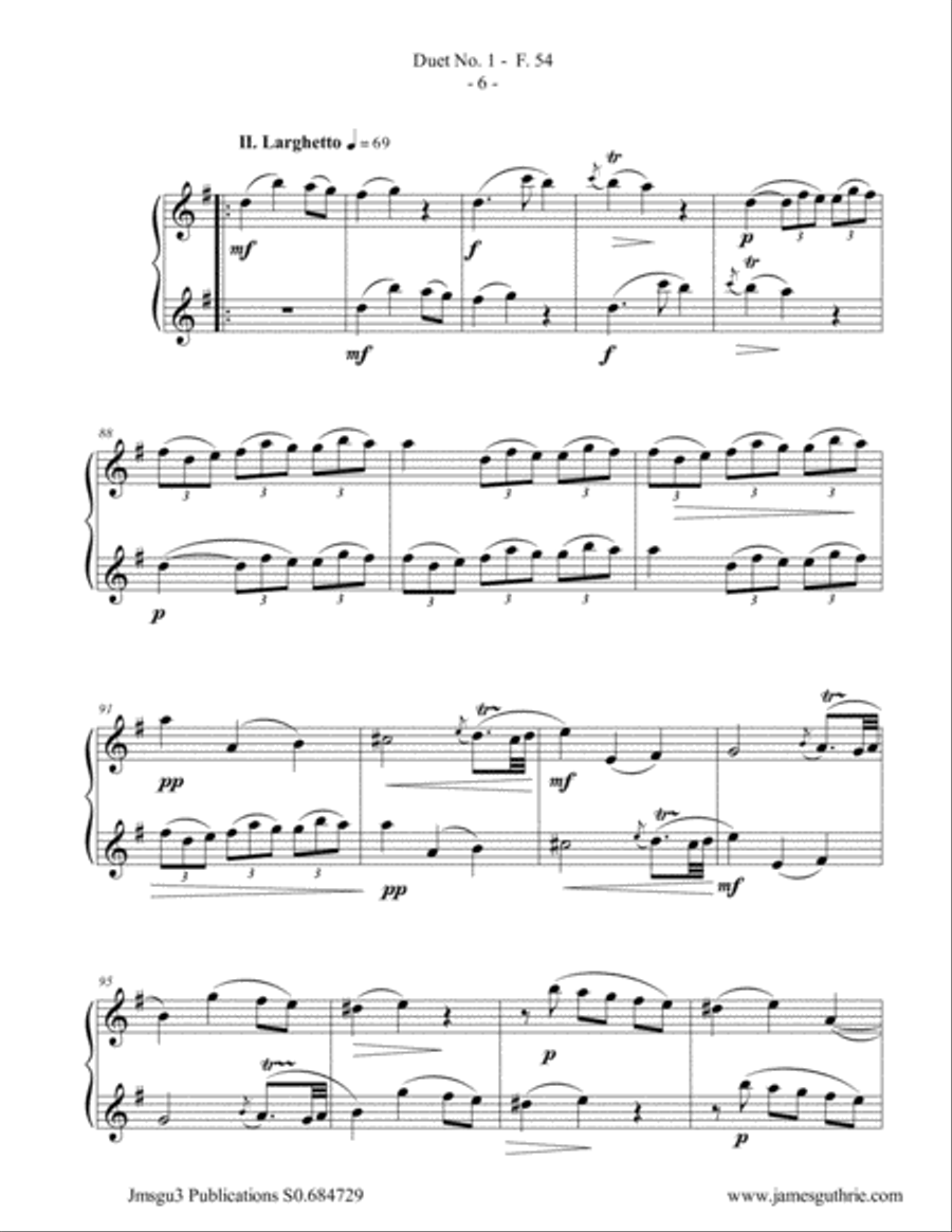 WF Bach: The Six Duets Complete for Alto Flute Duo Flute Duet scores gallery preview page 6