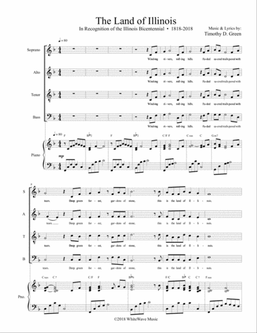 The Land of Illinois (Teacher Packet) 4-Part scores gallery preview page 2