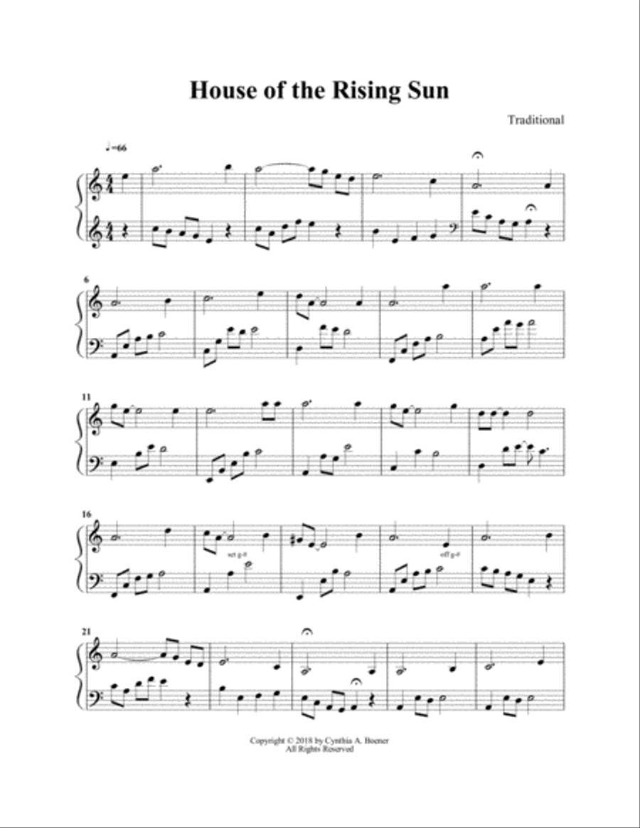 House of the Rising Sun Harp scores gallery preview page 1